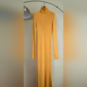 NWT MARNI Mustard Ribbed Turtleneck Maxi Dress Size:S/38